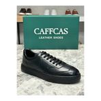 Caffcas Hakiki Deri Siyah El Yapımı Casual Sneaker Erkek Ayakkabı 03-300