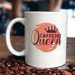 Caffeine Queen Yazılı Kırmızı Fon Baskılı Kupa