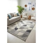 Çağ Halı Gri Geometrik Desen İskandinav Salon Halısı