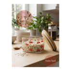 Caga Home CAGA Pinterest 6’lı Bambu Tepsili Sızdırmaz Silikon Kapaklı Cam Kahvaltılık Saklama Kabı Desenli