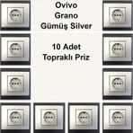 Çağatay Elektrik Ovivo Grano Gümüş Silver 10 Adet Topraklı Priz