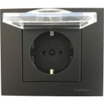 Çağatay Elektrik Ovivo Grano Siyah Kapaklı Topraklı Priz Mekanizma
