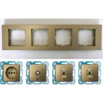 Çağatay Elektrik Ovivo Grano Titanyum Dörtlü - Tv - Nümeris (Telefon) - Data Cat 6 Internet- Topraklı Priz - Altın