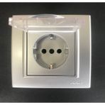 Çağatay Elektrik Ovivo Mina Gümüş (Silver) Kapaklı Topraklı Priz Mekanizma