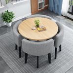 Çağdaş 5 Parça Yemek Takımı - 4 Kumaş Sandalyeli Yuvarlak Masa - Ev Ofis için Yerden Tasarruf Sağlayan Tasarım - 90x90x75cm - Şık ve İşlevsel Yemek Çözümü