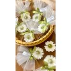 Çağıl Candles Papatya Figürlü Soya Mum | 10 Adet Tül Keseli Hediyelik Mum | Söz|nişan| Kına |düğün - Yeşil - Beyaz - 5 Adet