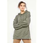 Çağla Balon Kol Yazı Nakışlı Kadın Oversize Tunik Sweatshirt - 97163 | XL