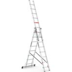 Çağsan 3X8 Basamaklı Triocombi Merdiven Gümüş Gri Alüminyum Kaymaz Basamaklar ile Güvenli Kullanım-Ts175