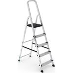 Çağsan 4+1 Basamaklı Klasik Merdiven 4+1 Alüminyum Gümüş Gri Ergonomik Yapı ile Güvenli Kullanım