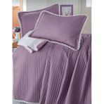 Çağtex Ponponlu Çift Taraflı Tek Kişilik Yatak Örtüsü Takımı - Açık Mürdüm - 180 x 250 cm
