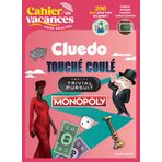 Cahier de vacances Multijeux Hasbro: Cluedo, Touché coulé, Trivial Pursuit, Monopoly