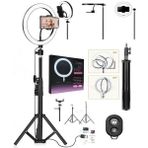 CAILON 10 Inç LED Ring Light 26 cm Youtuber Makyaj Selfie Video Işığı 2.1m Tripodlu Telefon Tutucu - Siyah