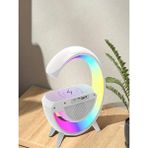 CAILON Bluetooth G Hoparlör Rgb LED Işıklı Speaker Alarm Saat Aux USB Sa Kart Wireless Şarj - Beyaz