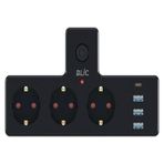 CAILON Termal Akım Korumalı 3 Priz / 3 USB / 1 Typec 20W Girişli Duvar Tipi 3 Lü Priz - Siyah