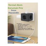 CAILON Termal Akım Korumalı 3’lü Duvar Prizi – 1 USB + 1 Type-C Çıkışlı, Isıya Dayanıklı