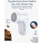 CAILON Tüy ve Tiftik Temizleme Makinesi – Kıyafet, Koltuk ve Yünlüler Için Şarjlı Tüy Toplama Cihazı - Beyaz