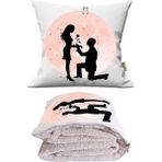 Caisya Ay Işığında Aşk Baskılı Dekoratif Yastık Kırlent Opsiyonel Battaniye 2 In 1 - 110 x 170 cm - Renkli