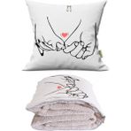 Caisya Bağlı Eller Baskılı Dekoratif Yastık Kırlent Opsiyonel Battaniye 2 In 1 - 110 x 170 cm - Renkli