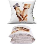 Caisya Buluşma 1 Baskılı Dekoratif Yastık Kırlent Opsiyonel Battaniye 2 In 1 - 110 x 170 cm - Renkli