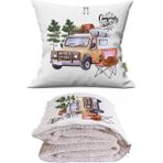 Caisya Camping Queen Baskılı Dekoratif Yastık Kırlent Opsiyonel Battaniye - 115 x 170 cm - Renkli