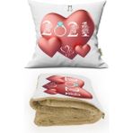 Caisya Home 2021 Yıl Dönümü Hediyesi Baskılı Kişiye Özel Dekoratif Yastık Opsiyonel Battaniye - 110 x 170 cm - Renkli