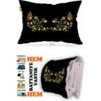 Caisya Kelebek Motif Desen Baskılı Tv Battaniyeli Opsiyonel Dekoratif Yastık Battaniye 2in1 Gifts - Renkli - 115 x 170 cm