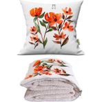 Caisya Kına Çiçekleri Baskılı Dekoratif Yastık Kırlent Opsiyonel Battaniye 2 In 1 - 115 x 170 cm - Renkli