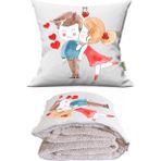 Caisya Love 2 Baskılı Dekoratif Yastık Kırlent Opsiyonel Battaniye 2 In 1 - 110 x 170 cm - Renkli