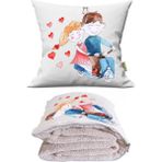 Caisya Love 4 Baskılı Dekoratif Yastık Kırlent Opsiyonel Battaniye 2 In 1 - 110 x 170 cm - Renkli