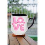 Caisya Love Baskılı Hediye Içi Siyah Lüx Beyaz Kupa Bardak