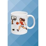 Caisya Model 14 Basketboll Temalı Basket Sever Kadın Oyunculu Beyaz Kupa Bardak