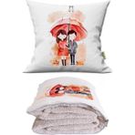 Caisya Sevgi Yağmuru Baskılı Dekoratif Yastık Kırlent Opsiyonel Battaniye 2 In 1 - 110 x 170 cm - Renkli