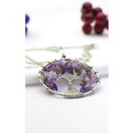 CAİSYA SILVER Doğal Taşlı Hayat Ağacı Kolye (MOR) CKLb0019