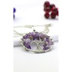 CAİSYA SILVER Doğal Taşlı Hayat Ağacı Kolye (Mor)