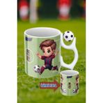 Caisya Siyah Beyaz Futbol Toplu Bordo Mavi Forma Oyunculu Taraftar Isimli Baskılı Kupa Bardak