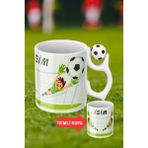 Caisya Siyah Beyaz Futbol Toplu Kaleci Baskılı-2 Taraftar Isimli Baskılı Kupa Bardak