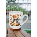 Caisya Yeni Yıl Oyuncak Ayı Teddy Bear Baskılı Beyaz Lüx Kupa Bardak