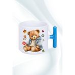 Caisya Yeni Yıl Oyuncak Ayı Teddy Bear T Saplı Mavi Baskılı Kupa