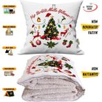 Caisya Yılbaşı Hediyesi Nakışlı Punch Efekt Baskılı Tv Battaniye Olabilen Dekoratif Yastık 2in1 Battaniye - 110 x 180 cm - Bej