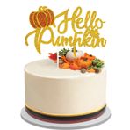 Caiwowo Hello Pumpkin Doğum Günü Pastası Süsü - Sonbahar Bebek Partisi Altın Parıltılı Küçük Balkabağı Pasta Süsü - Şükran Günü - Mutlu Tatiller Sonbahar Hasat Parti Dekorasyonu