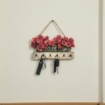 Caju Art & Decoration CajuArt Dekoratif Kırmızı Gelincik Çiçek Motifli Katmanlı Askılık Anahtarlık Duvar Dekoru
