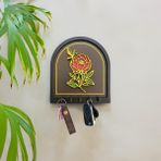 caju art & decoration CajuArt Kabartma Altın Siyah Gül Tasarım Duvar Askılık Dekor Anahtarlık