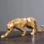 caju art & decoration Dekoratif Büyük Boy Kübik Leopar Ev Ofis Dekor Biblo Altın