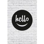 caju art & decoration Dekoratif Hello Merhaba Yazılı Gülen Yüz Ahşap Tablo Süs