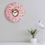 caju art & decoration Dekoratif Pembe Donut Yuvarlak Ahşap Duvar Saati