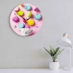 caju art & decoration Dekoratif Renkli Makaronlar Ve Fincan Yuvarlak Duvar Saati