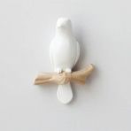 caju art & decoration Dekoratif Tekli Modern Duvar Askılık Dal Üstünde Kuş Duvar Dekor Askı Beyaz