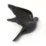 caju art & decoration Dekoratif Üç Boyutlu Uçan Kuş Duvar Dekoru Model B Biblo Siyah