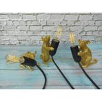 caju art & decoration Hırsız Fare Üçlü Biblo Modern Masa Lambası Ev Ofis Dekor Led Lamba Altın