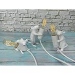 caju art & decoration Hırsız Fare Üçlü Biblo Modern Masa Lambası Ev Ofis Dekor Led Lamba Beyaz